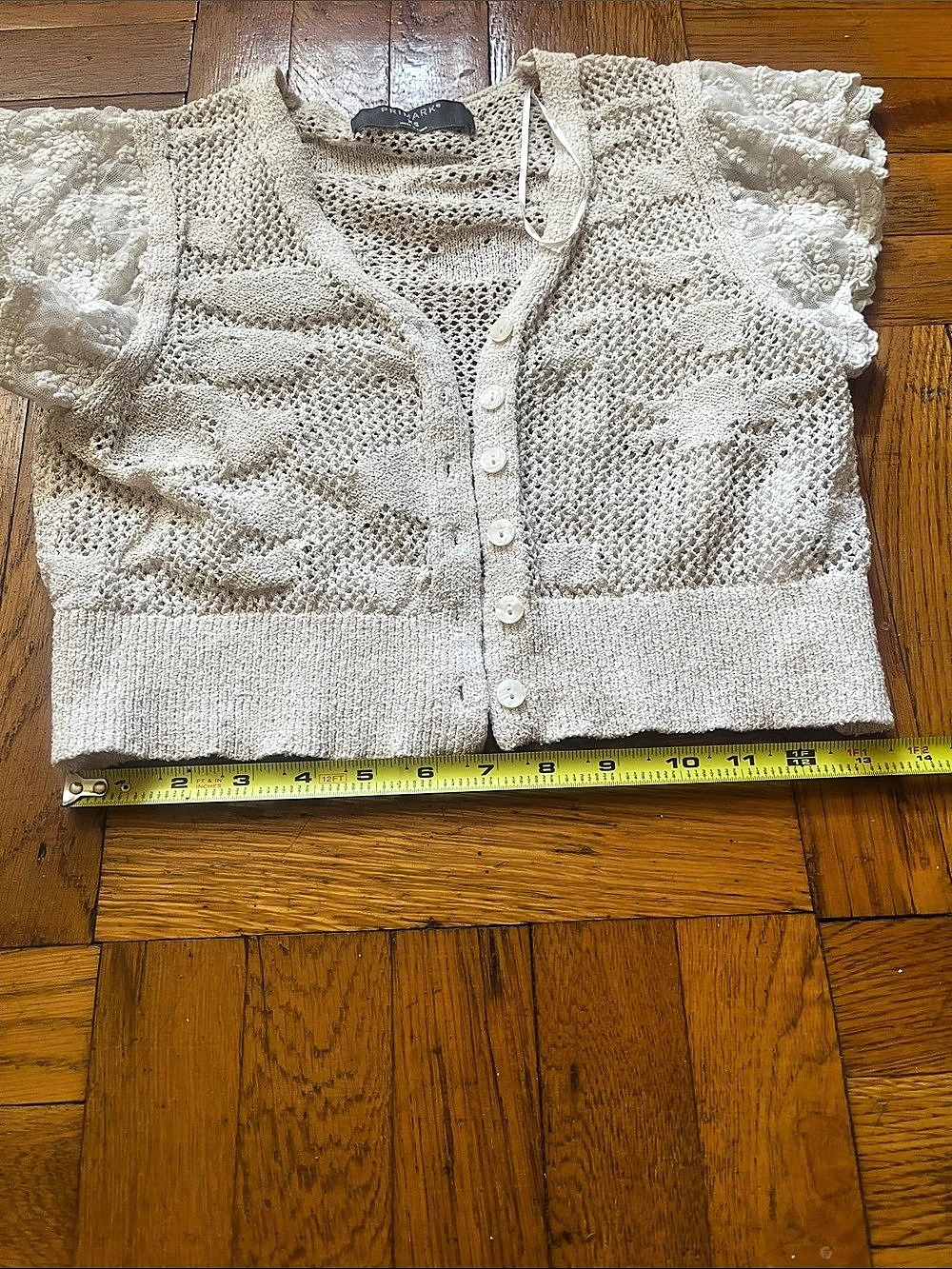 Primark Crochet Button Front Ruffle Vest XS Like New - Picture 2 of 3